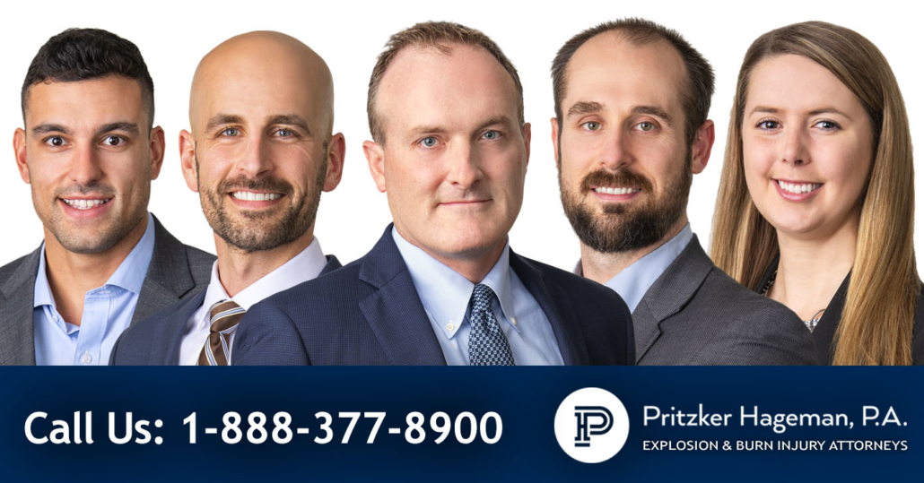 Images of Attorneys and Caption -Call The Explosion and Burn Injury Attorneys at Pritzker Hageman - Phone:1-888-377-8900