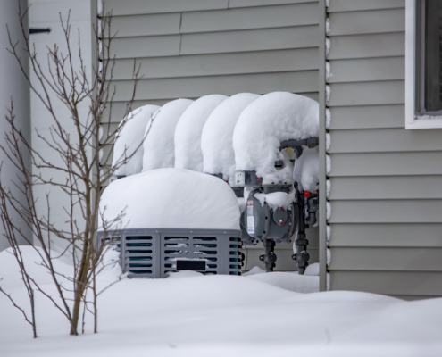 snow piled up on gas meter